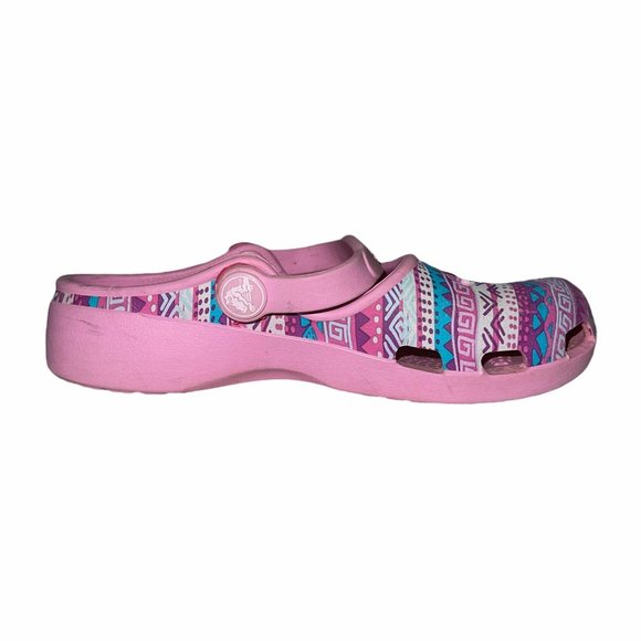 Crocs Pink Aqua Aztec Elephant Clogs Girl's C 13 - Picture 5 of 9